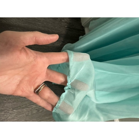 Mac Duggal FLOWY‎ OFF-THE-SHOULDER GOWN Mint - Picture 14 of 14